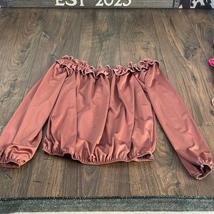 Off the shoulder mauve silk top